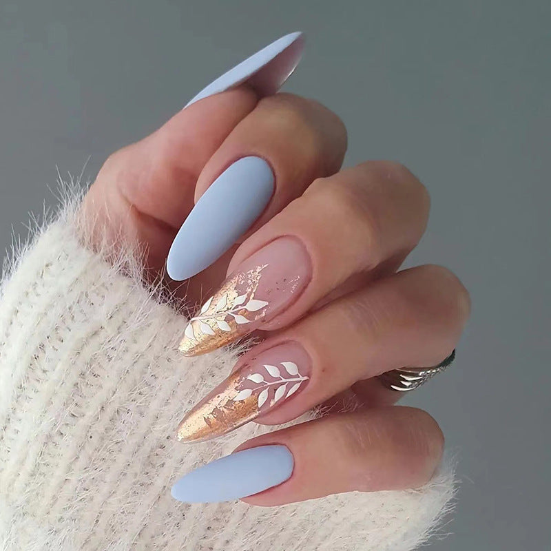 Artificial Stiletto Nails with Elegant Leaf Design Stornfield