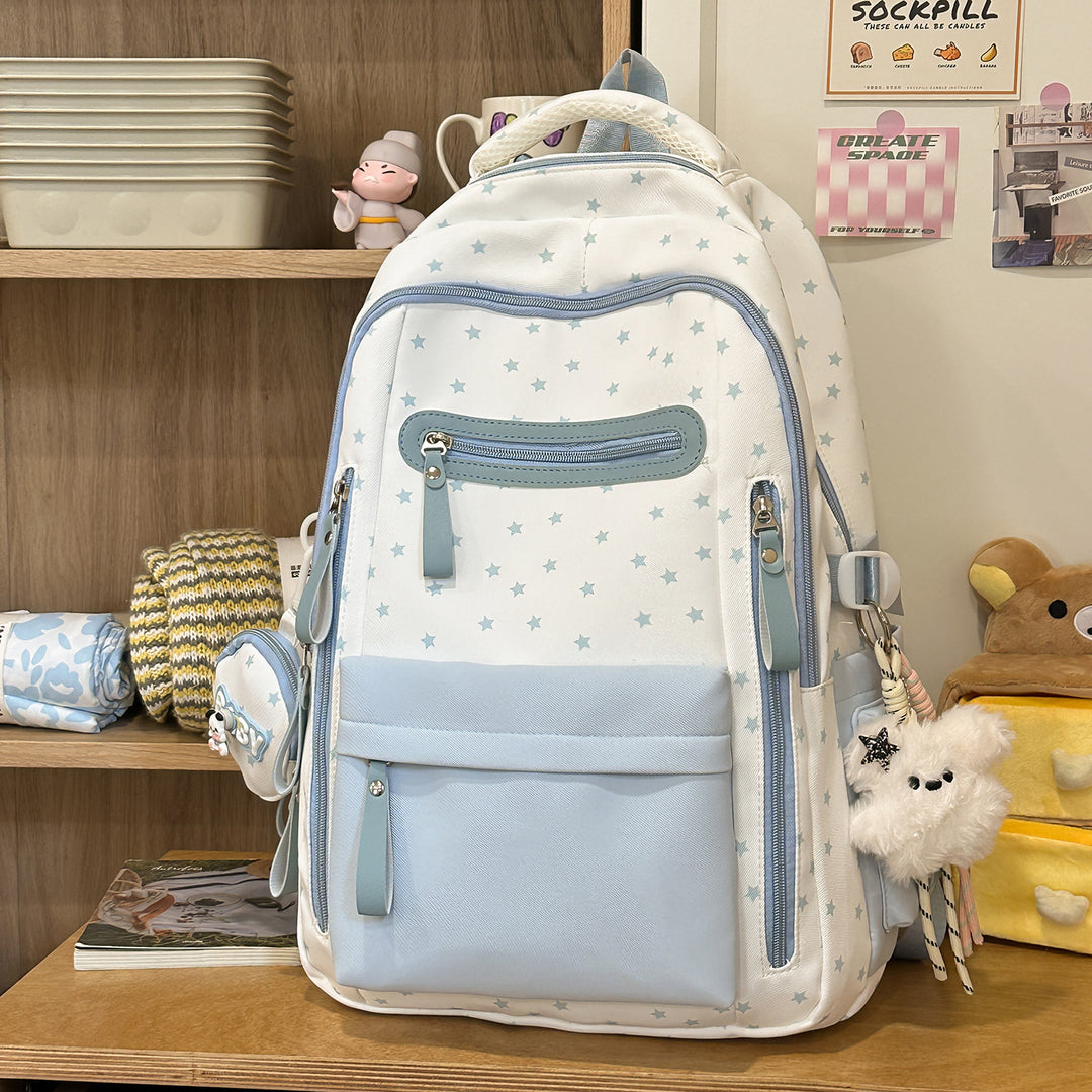 Backpack with Charming Star Applications and Practical Compartments Stornfield