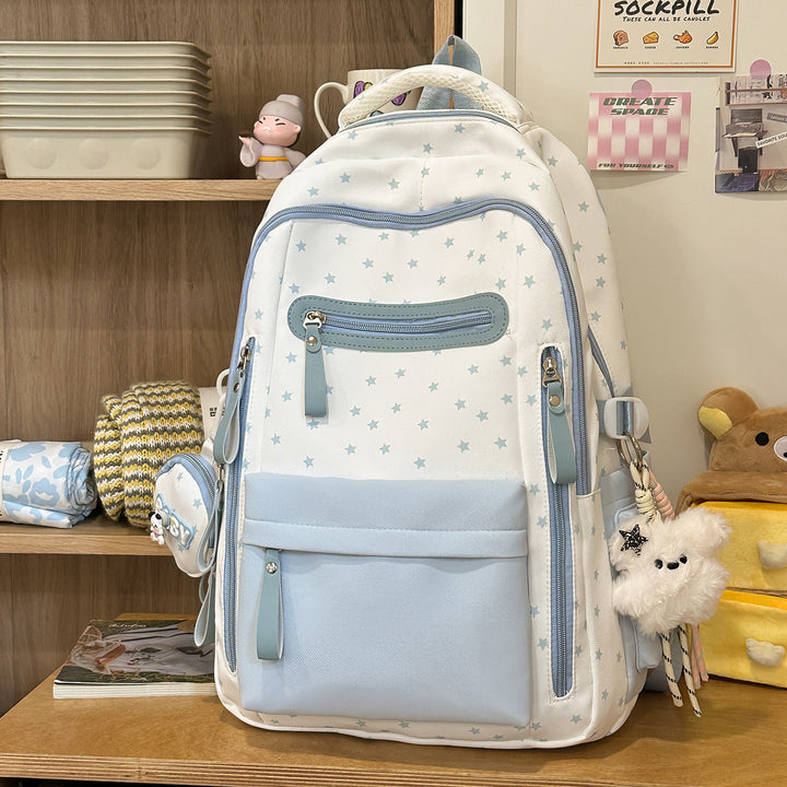 Backpack with Charming Star Applications and Practical Compartments Stornfield
