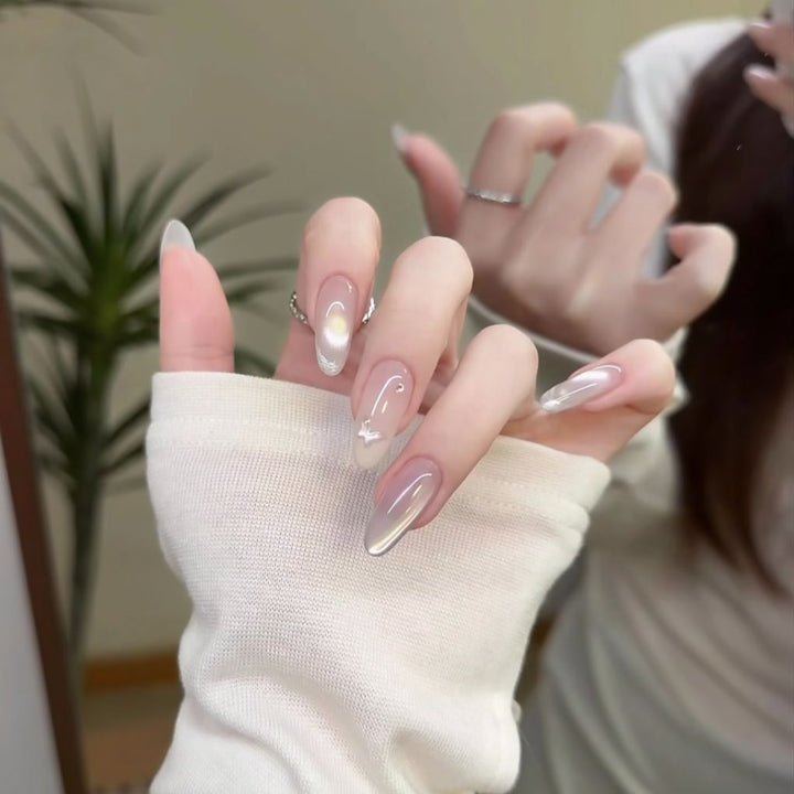 Glittery French Tip Nail Extensions