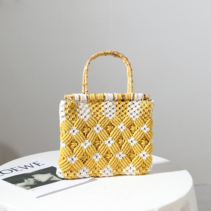 Stylish, Braided Handbag with Unique Checkered Pattern Stornfield