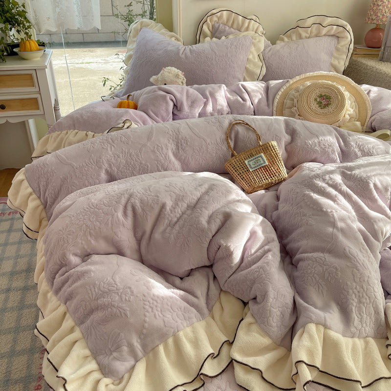 Floral Embossed Duvet Cover Set