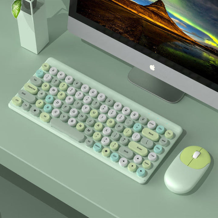 Retro Round-Key Wireless Keyboard and Mouse Set Stornfield