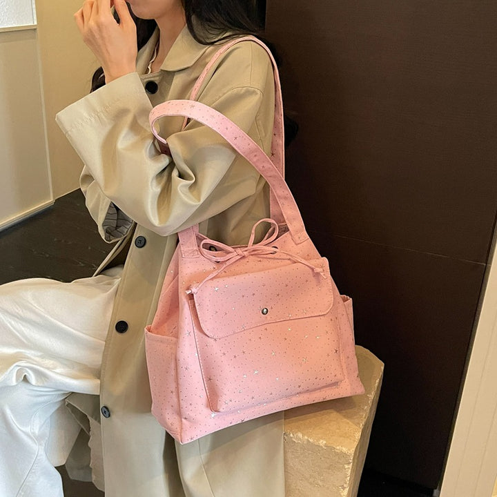 Versatile Casual Tote Bag with Star Print