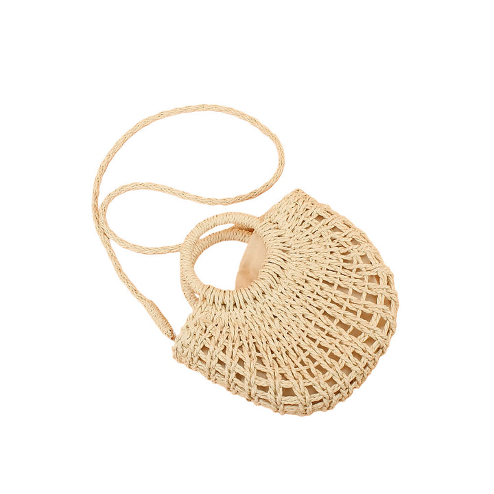 Shoulder bag made of woven natural material with round opening Stornfield