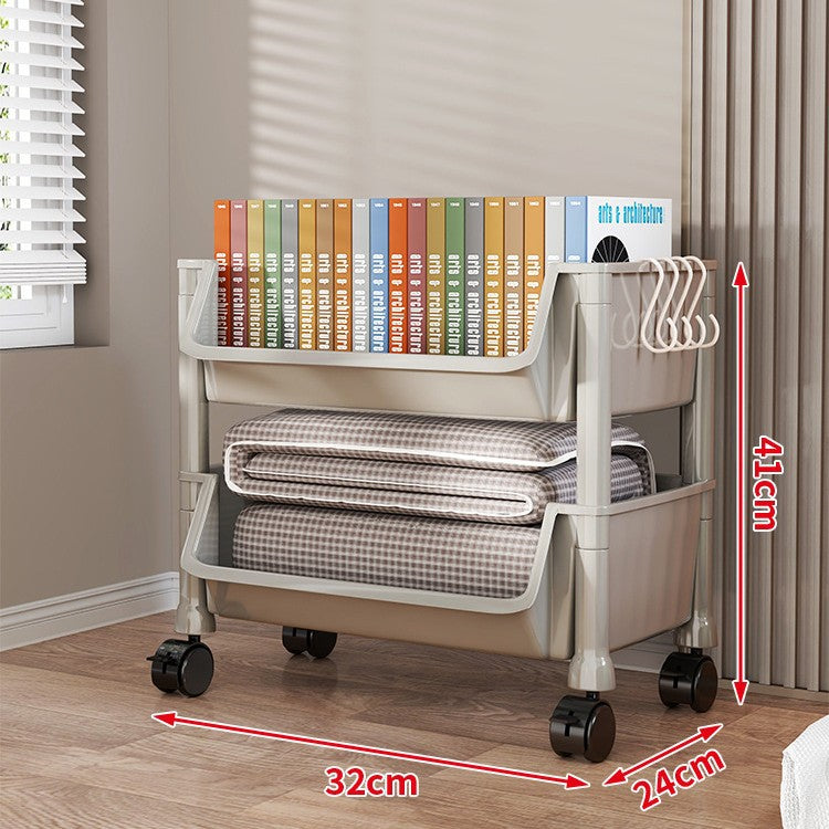Compact Two-Tier Rolling Storage Cart with Removable Bins and Swivel Casters