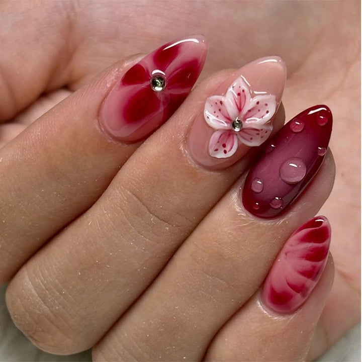Floral Art Press-On Nail Set with 3D Accents Stornfield