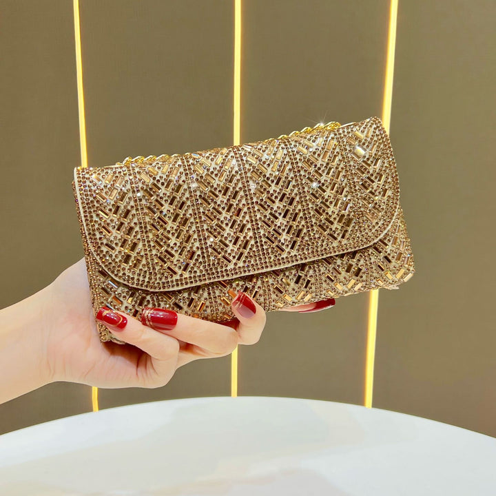 Decorative Crystal-Studded Evening Clutch