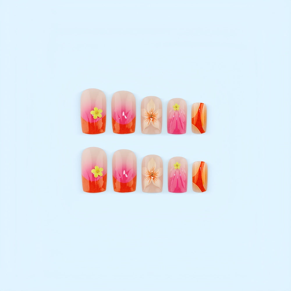 Creative Nail Art Set with Floral and Ombre Designs Stornfield