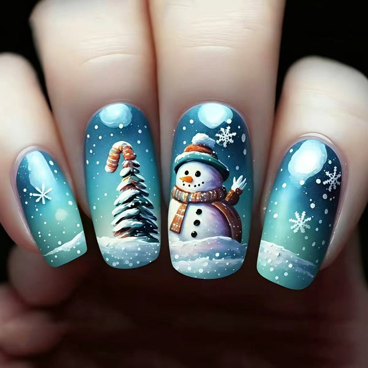 Creative Winter Art Nails with Festive Snowman Design Stornfield