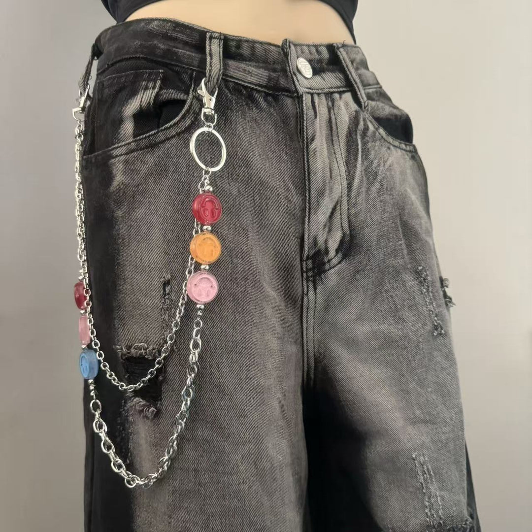 Fashionable chain belt with colorful pendants Stornfield