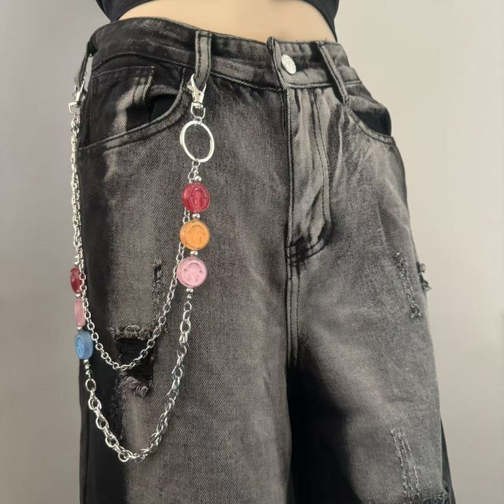 Fashionable chain belt with colorful pendants Stornfield