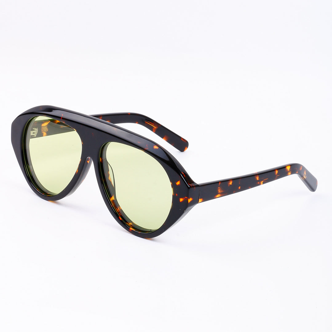 Women's Statement Sunglasses with Wide Frame and Green Lenses Stornfield