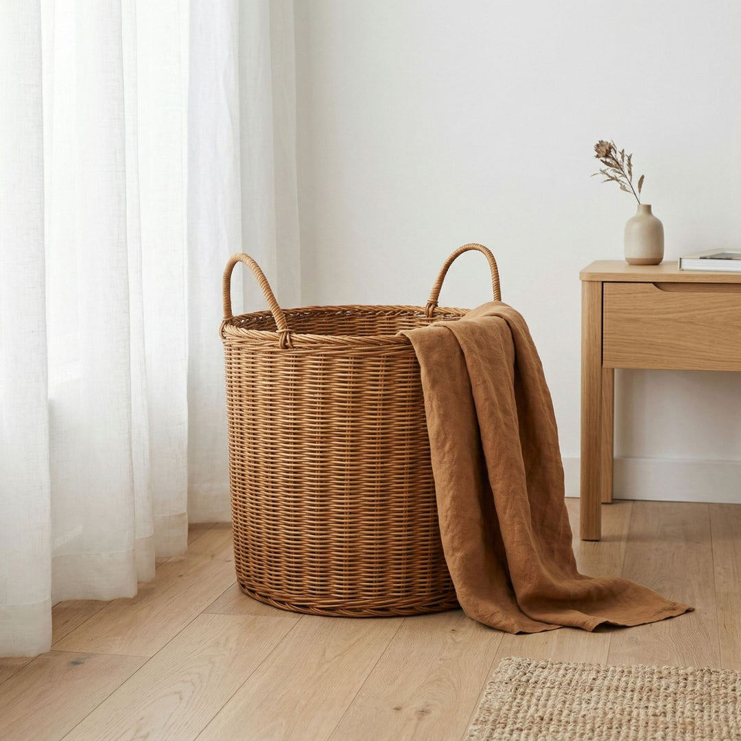 Handmade storage basket made of natural wicker Stornfield