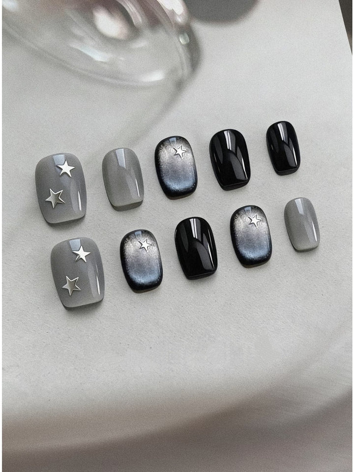 Decorative Press-On Nail Art Set with Star Accents