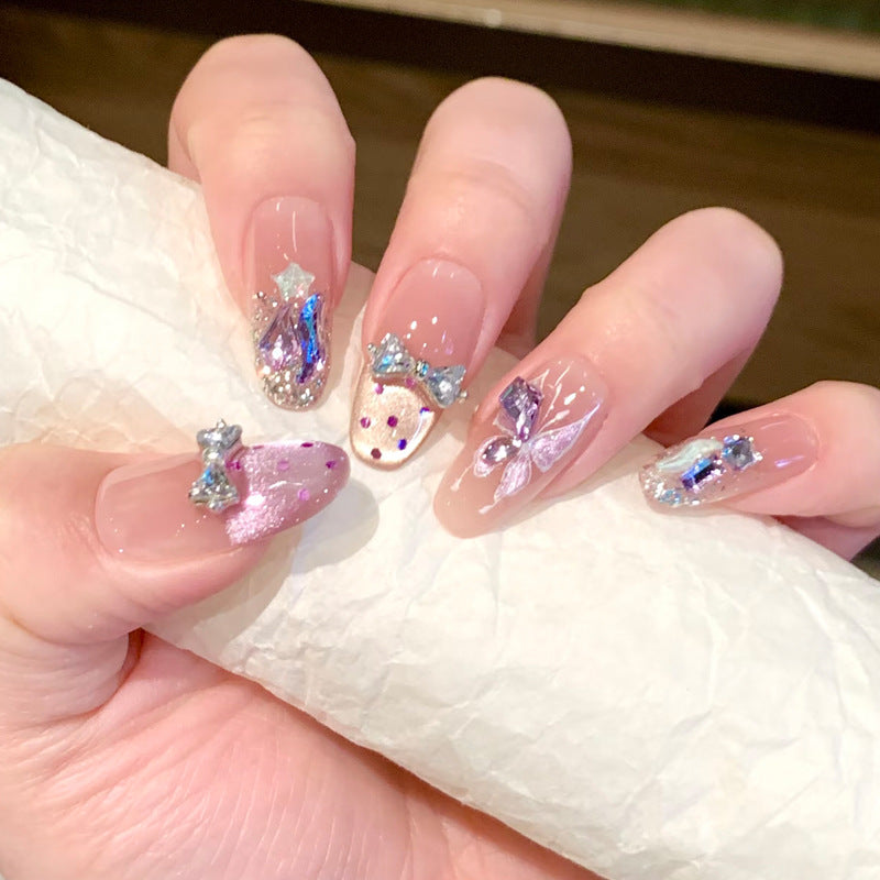 Decorative Press-On Nail Set with Star and Bow Designs Stornfield