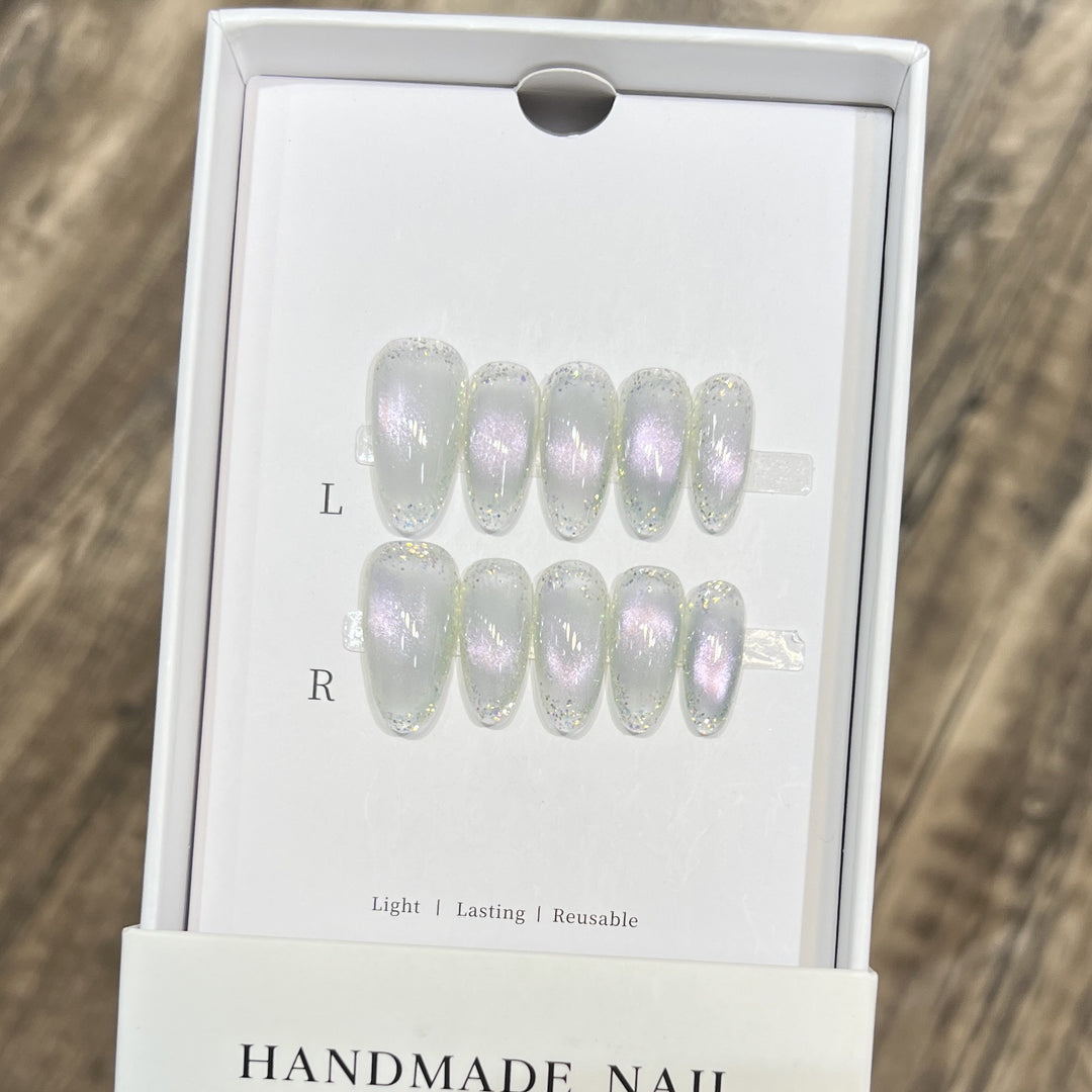 Handmade Press-On Nail Set with Iridescent Finish Stornfield