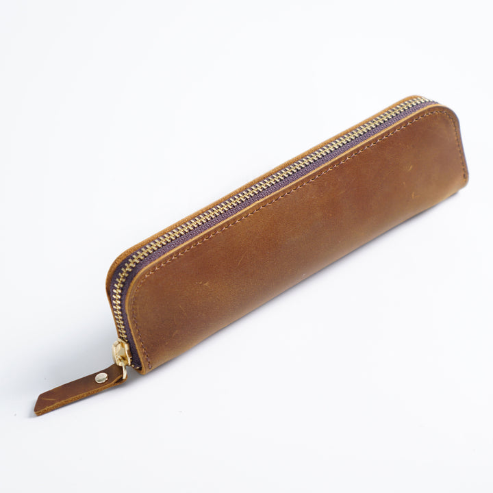 Premium Leather Zippered Pencil Pouch