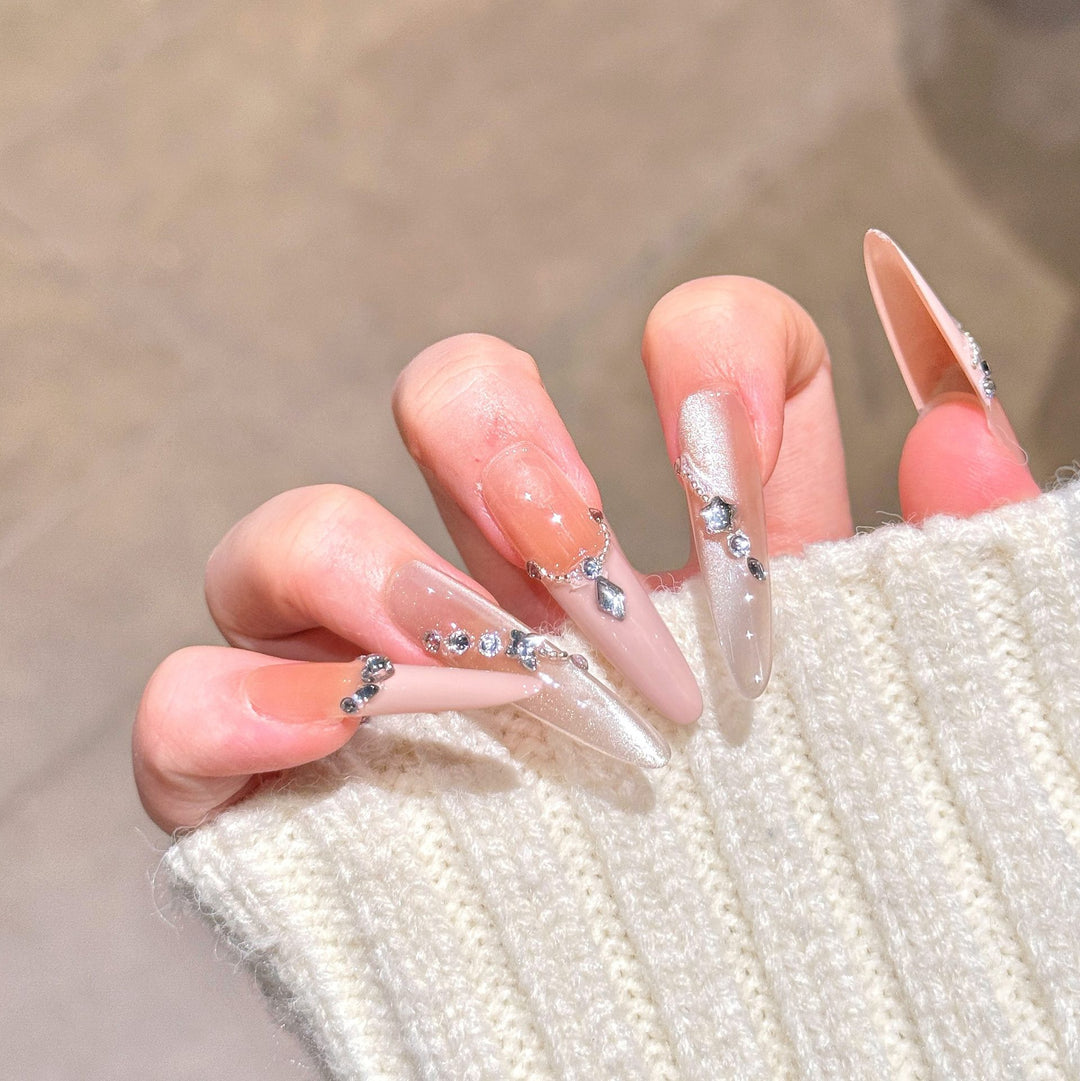Glamorous Rhinestone-Embellished Press-On Nail Extensions Stornfield