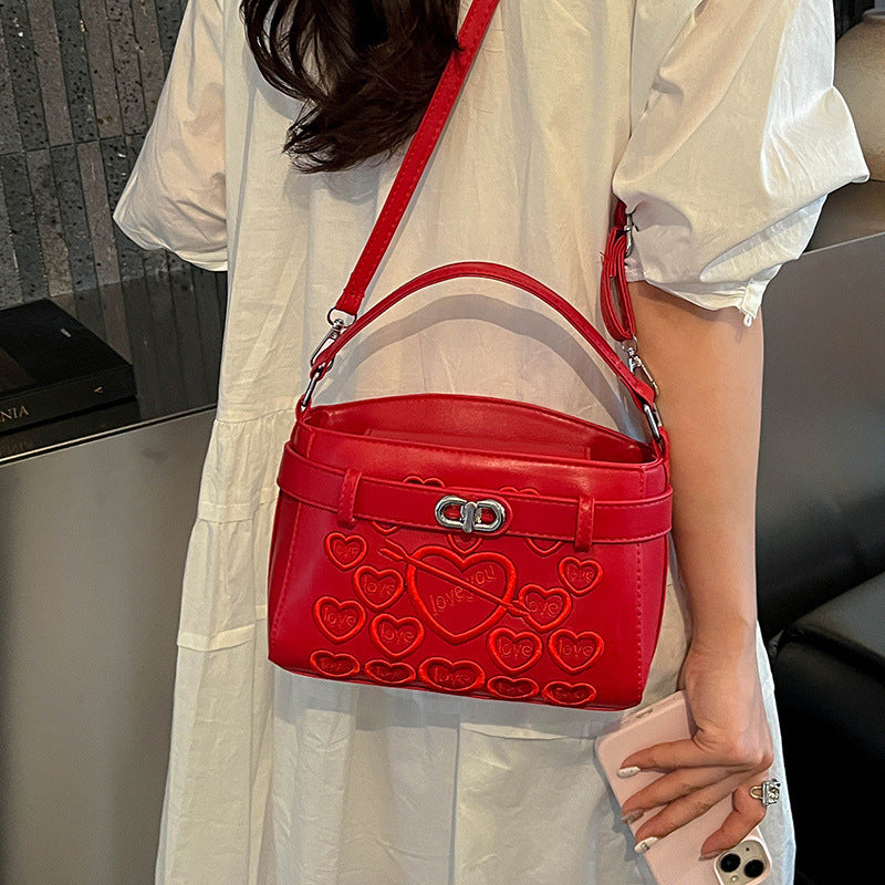 Embossed Heart Detail Handbag
