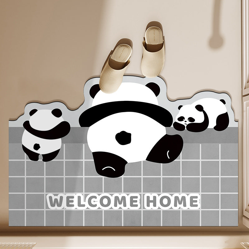 Panda-Themed Welcome Mat