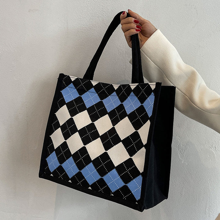 Elegant Checkered Pattern Tote Bag