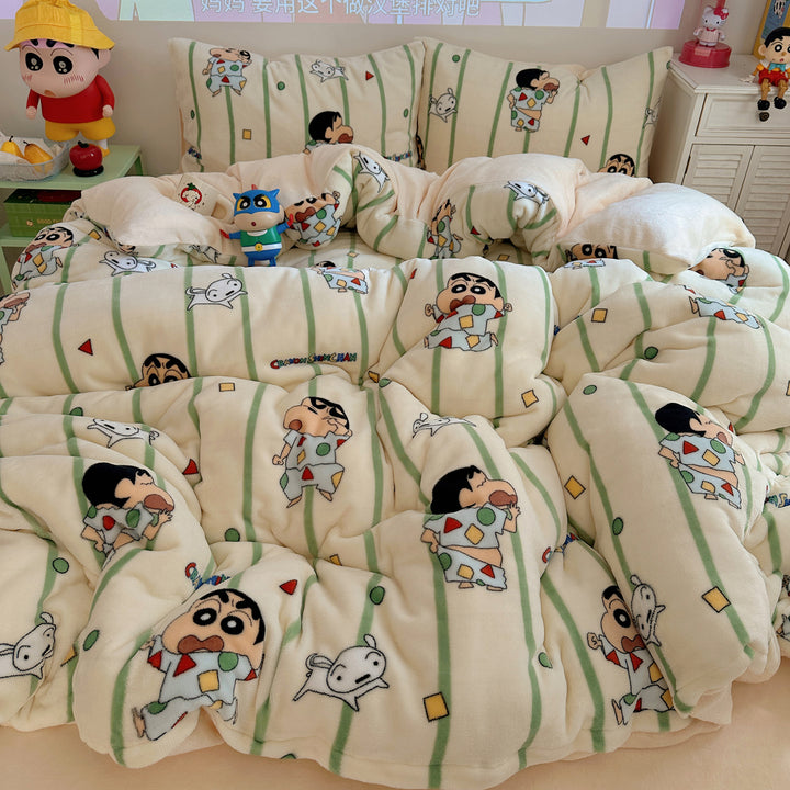 Ultra-Soft Cartoon Plush Duvet Comforter Bed Set