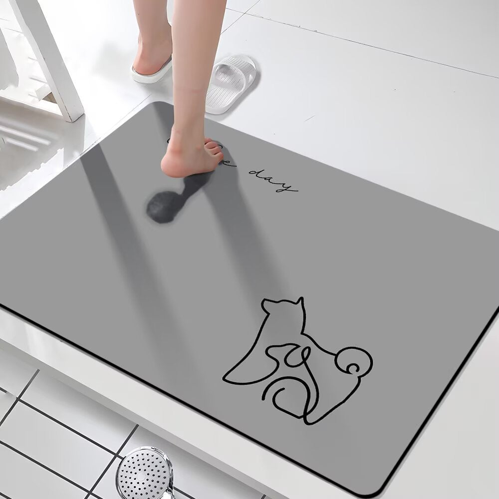 Cute Cat-Themed Non-Slip Bathroom Mat