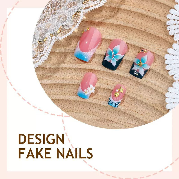 Floral-Themed 3D Press-On Nail Art Stornfield