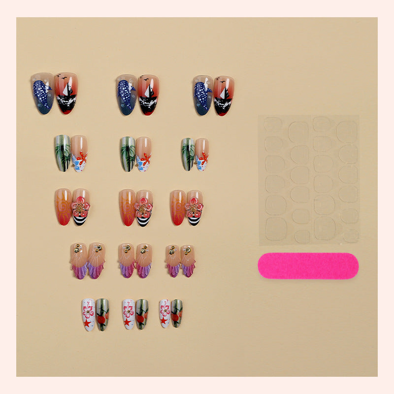 Artistic Coastal Themed Press-On Nail Set Stornfield