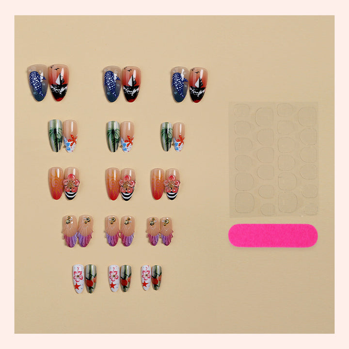Artistic Coastal Themed Press-On Nail Set Stornfield