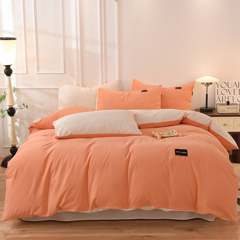 Breathable Reversible Cotton Duvet Cover Set with Pillowcases