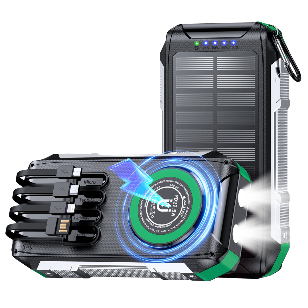 Multifunctional solar power bank with LED light and fast charging function Stornfield