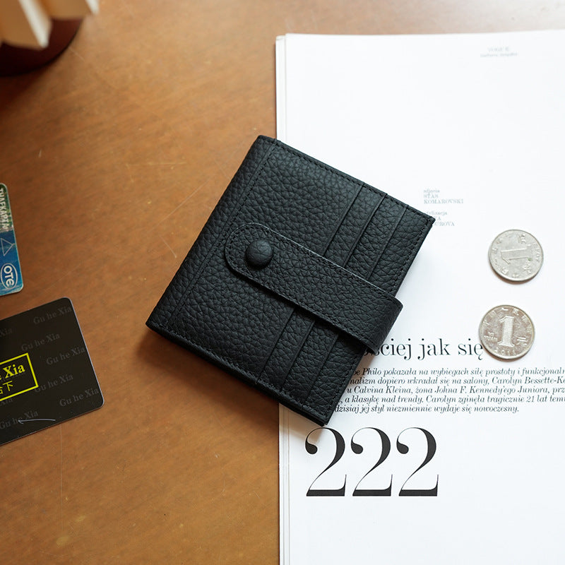 Textured Leather Compact Card Wallet