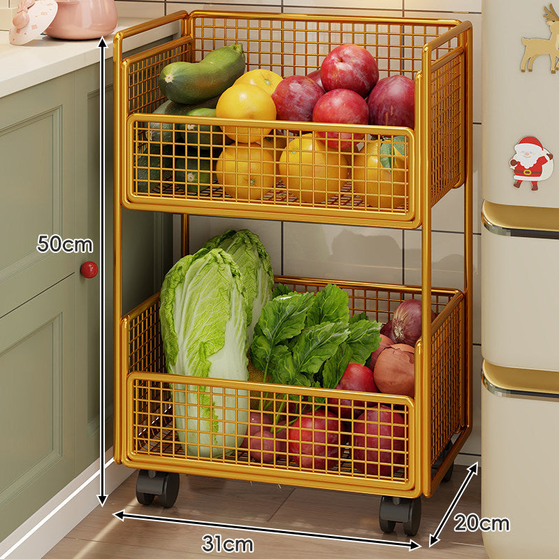 Two-Tier Metal Mesh Pantry and Countertop Produce Storage Rack with Deep Ventilated Baskets
