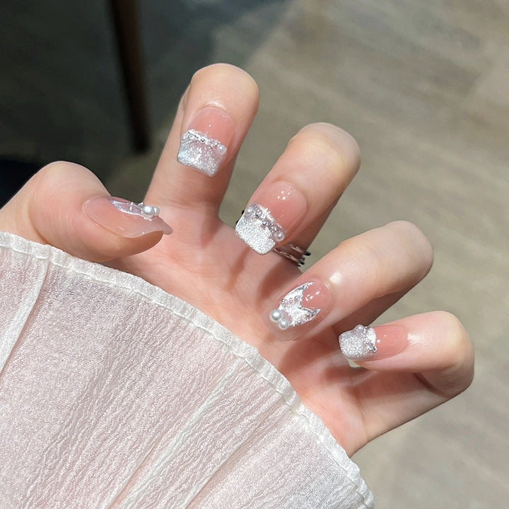 Elegant Decorative Press-On Nail Extensions with Pearls Stornfield