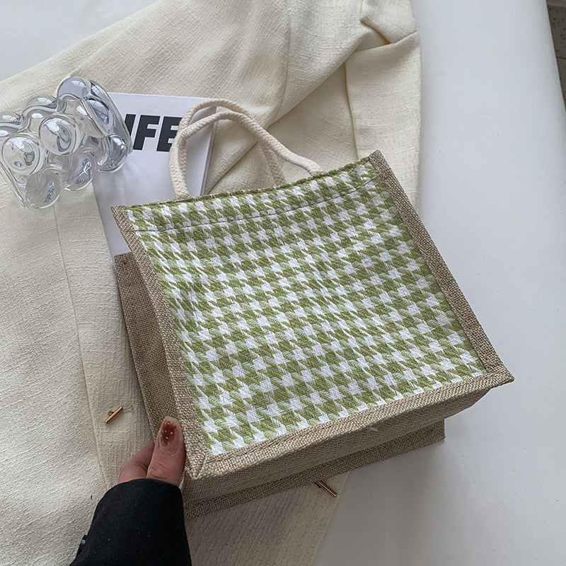Handcrafted Houndstooth Tote Bag