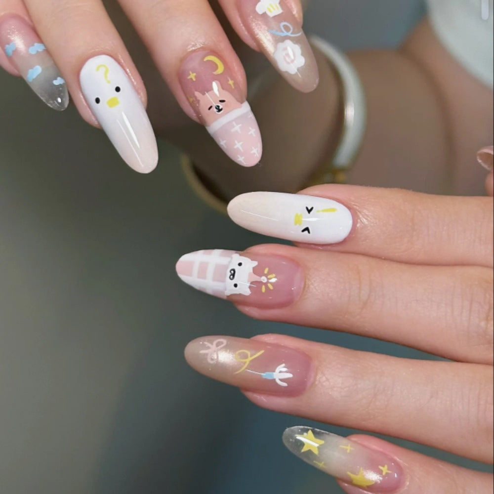 Glossy French Tip Press-On Nails Stornfield 1787395092