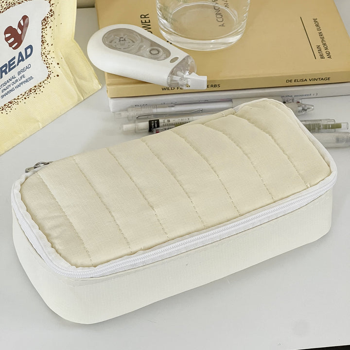 Quilted Multi-Compartment Pencil Case