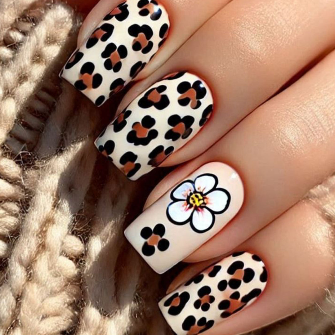 Stylish Leopard Print Acrylic Nail Art Extensions Stornfield