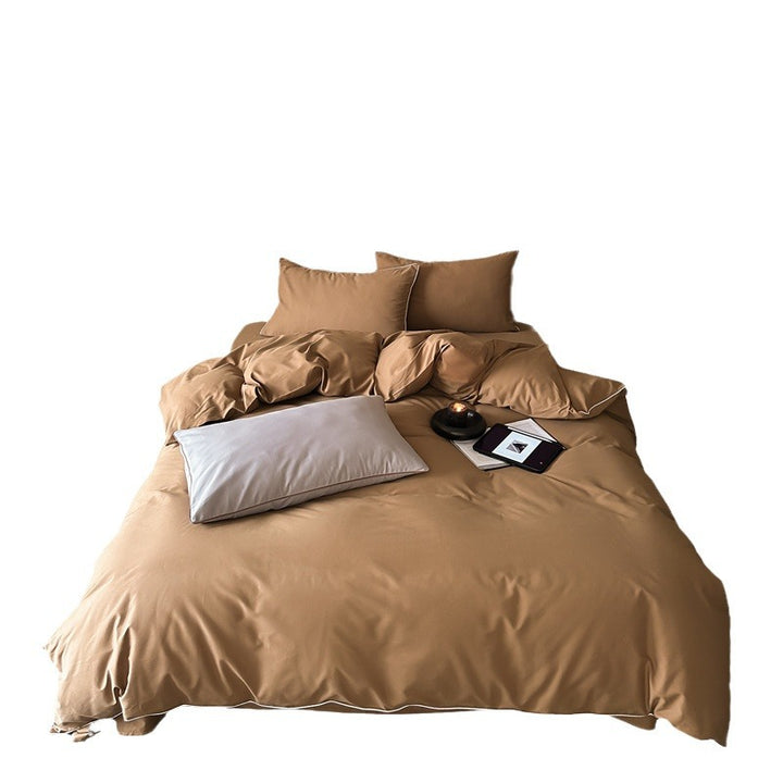 Satin bedding set with breathable cotton blend and soft-touch finish