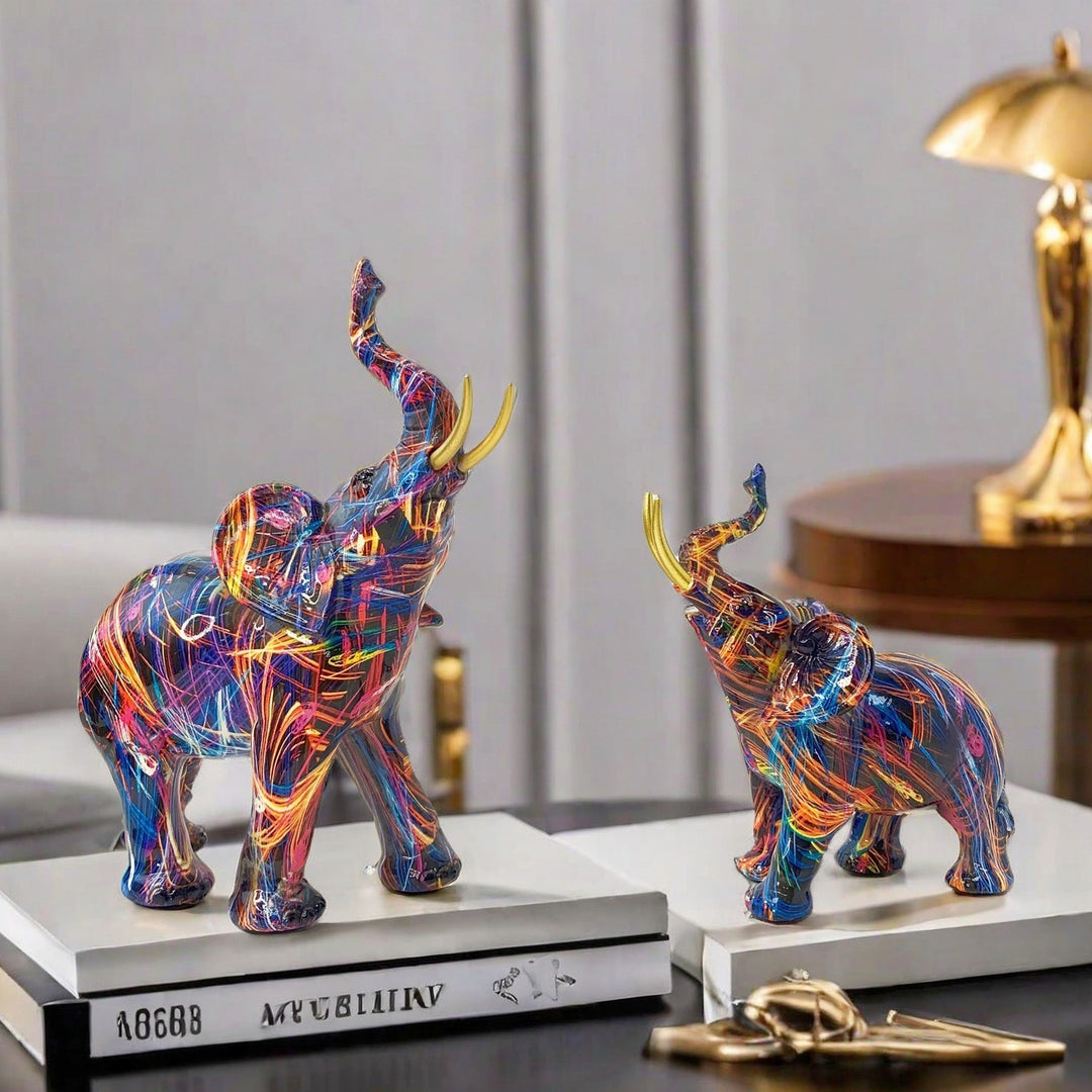 Creative elephant figurine with colorful design Stornfield