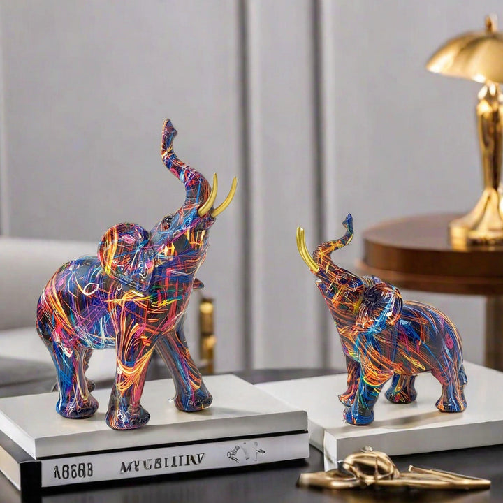 Creative elephant figurine with colorful design Stornfield