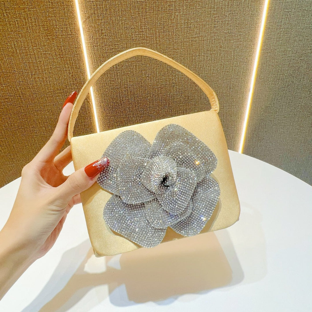Floral Rhinestone-Embellished Evening Bag