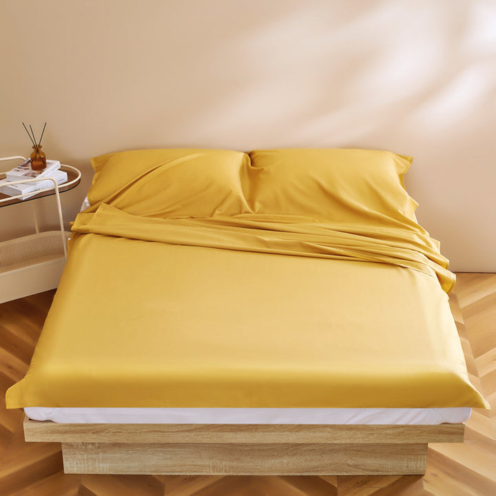Microfiber Satin Fitted Sheet Set with Extra Soft Silky Matte Feel