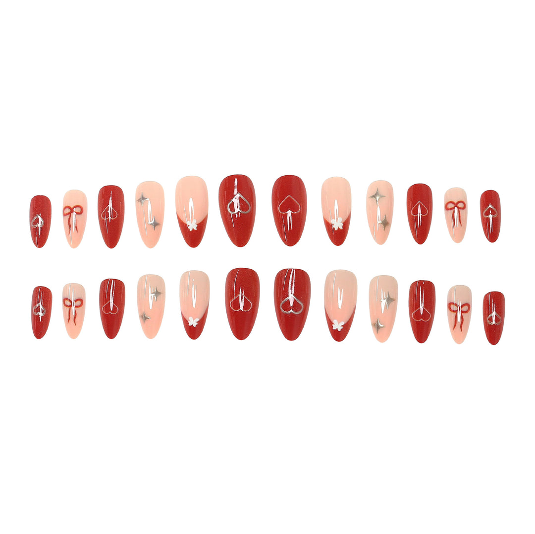 Romantic Heart-Themed Press-On Nail Art