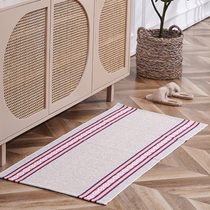 Flat-woven runner rug with check pattern and decorative border stripe Stornfield
