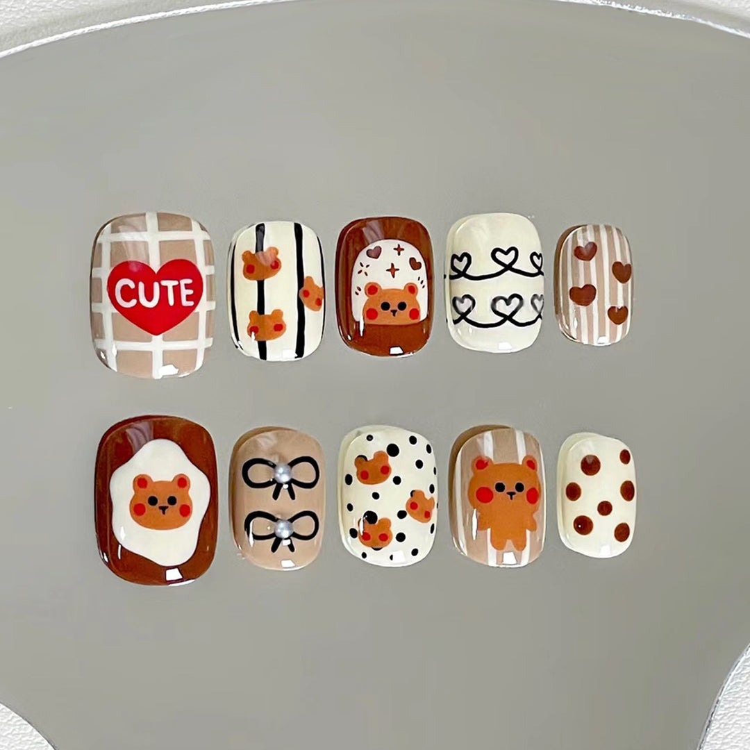 Themed Nail Art Press-On Nails with Cute Character and Bow Designs Stornfield
