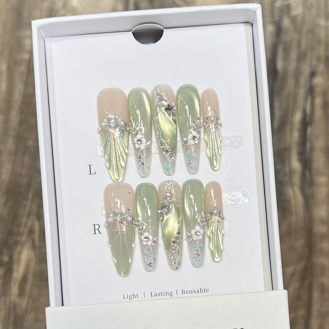 Floral Accented Stiletto Press-On Nails Stornfield