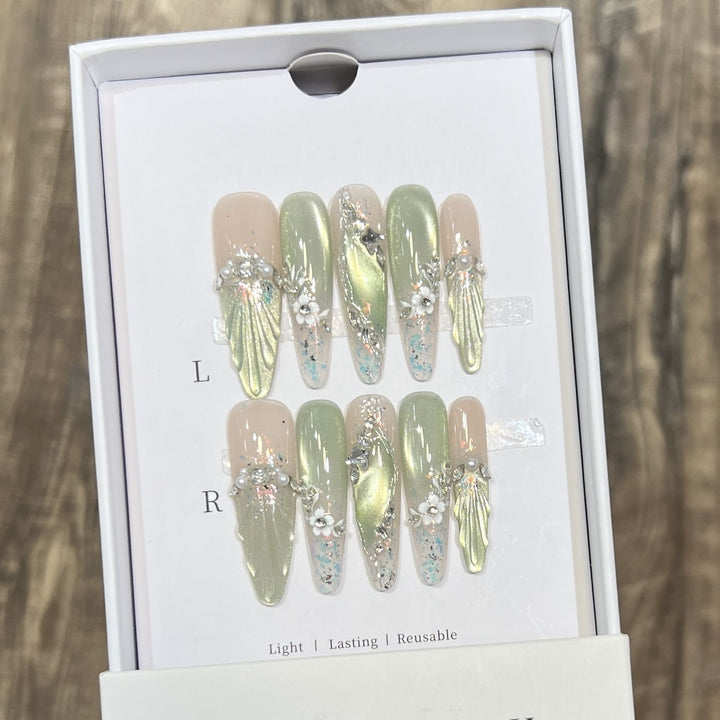 Floral Accented Stiletto Press-On Nails Stornfield